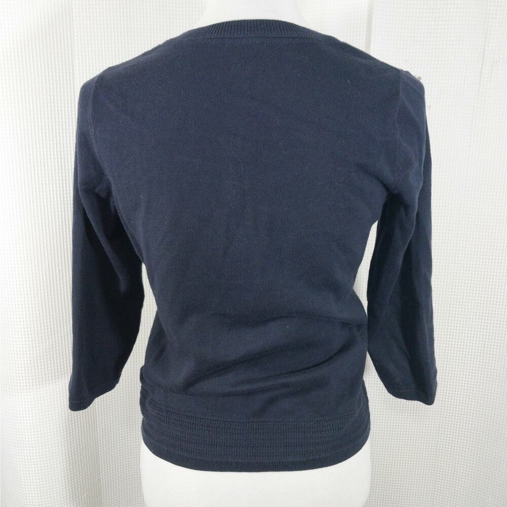 TALBOTS! SWEETLY SIMPLE & ELEGANT 3/4 SLEEVE BLACK CARDIGAN SWEATER! SZ P (XS) - Picture 6 of 11
